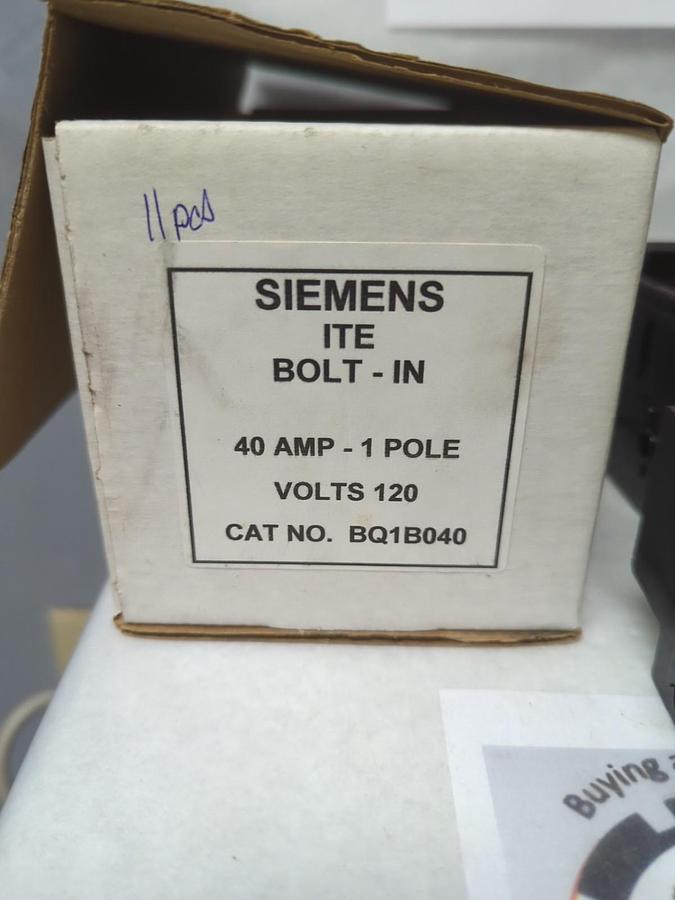 Used SIEMENS/I.T.E.,BQ1B040,CIRCUIT BREAKER 1-POLE 40 AMP LOT OF 11 PRE-OWNED