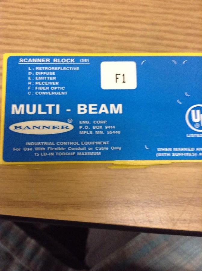 Used Banner,17627 SBF12,Multi-Beam Scanner Block Missing Screws