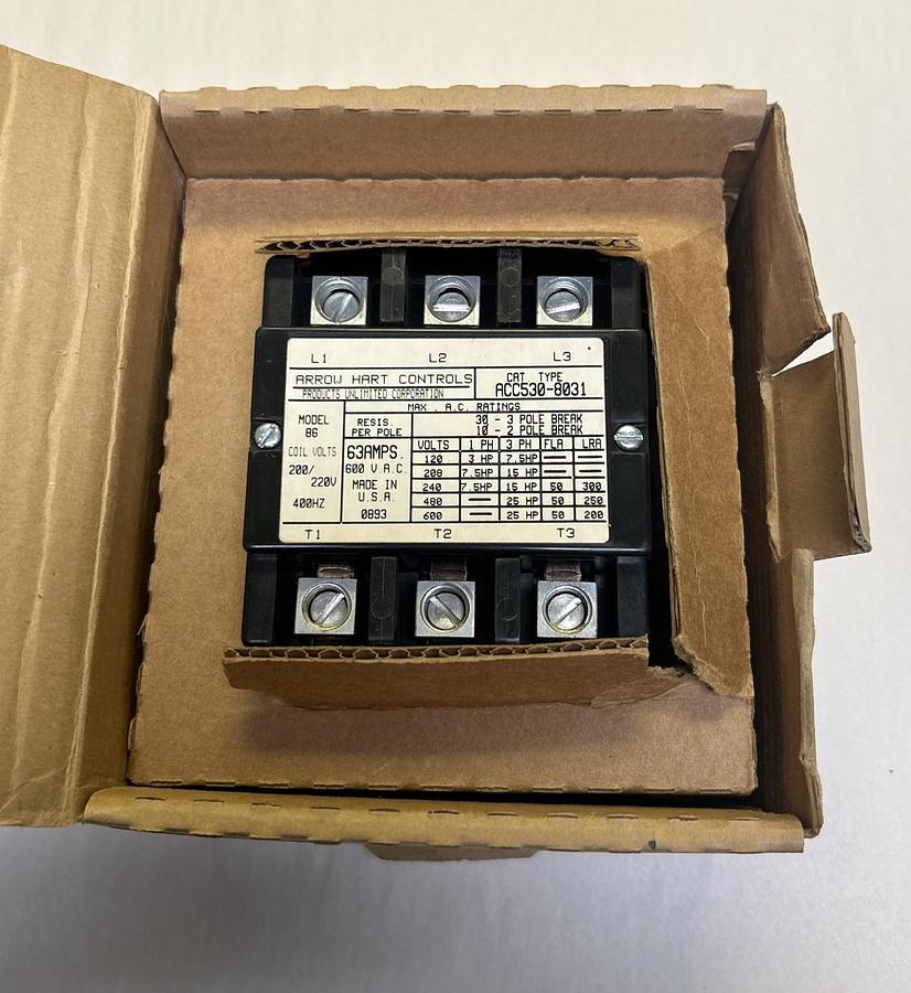 ARROW HART,ACC530-8031,INDUSTRIAL MAGNETIC CONTACTOR NOS