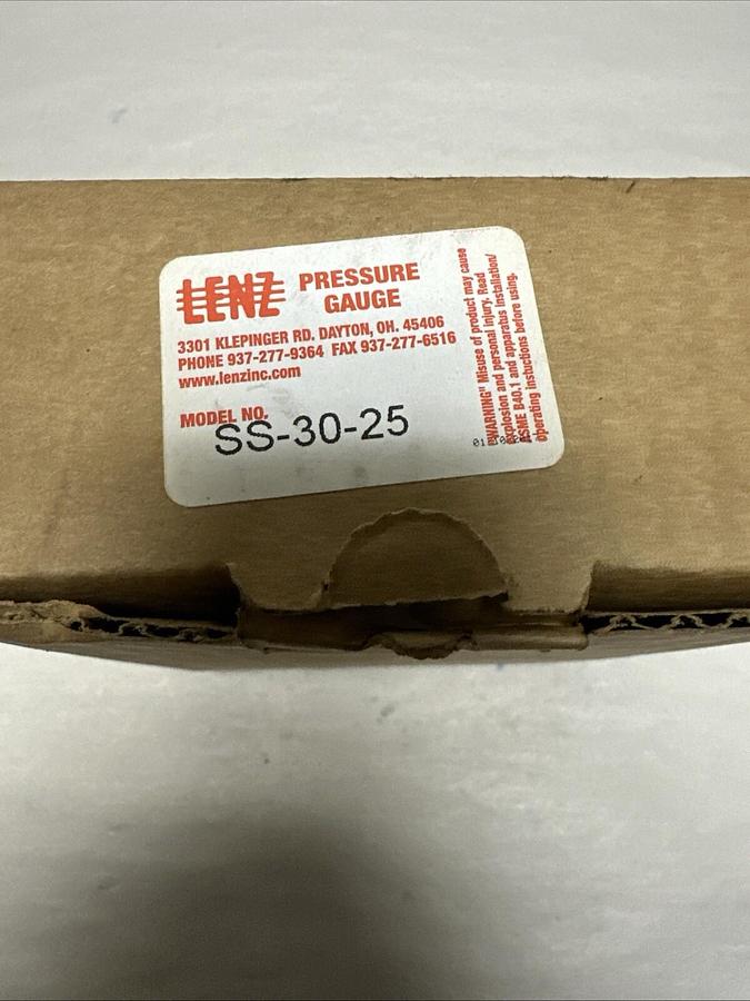 Lenz,SS-30-25,Pressure Gauge 0-30 PSI