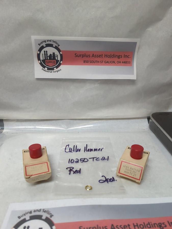 CUTLER-HAMMER,10250 TC21,LENS BUTTON PLASTIC RED LOT OF 2 NOS