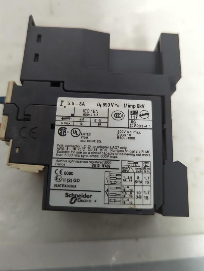 Used TELEMECANIQUE,LRD12/LASD7B106,RELAY/TERMINAL BLOCK PRE-OWNED