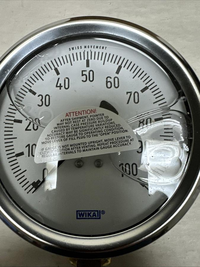 Used Wika,9899125,100PSI Type 213.53-4" Pressure Gauge