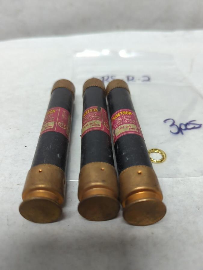 Used COOPER BUSSMANN,FRS-R-2,FUSETRON 2 AMP FUSE LOT OF 3 PRE-OWNED