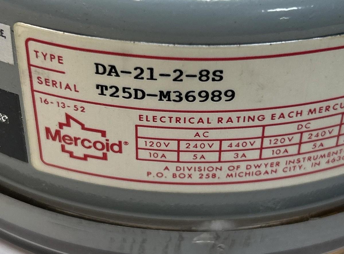 MERCOID,DA-21-2-8S,PRESSURE SWITCH NOS