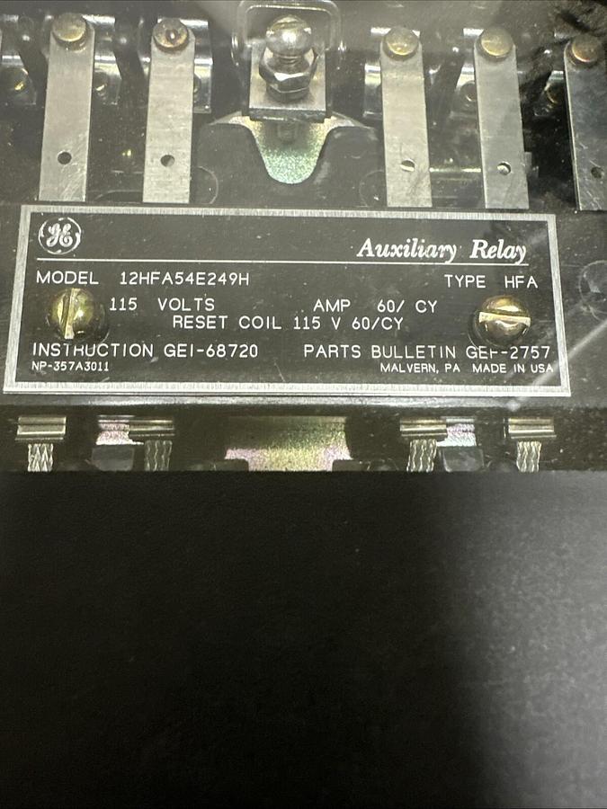 GE,12HFA54E249H,Type HFA Auxiliary Relay 115V