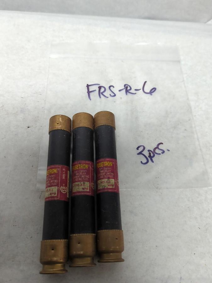 Used COOPER BUSSMANN,FRS-R-6,FUSETRON 6 AMP FUSE LOT OF 3 PRE-OWNED