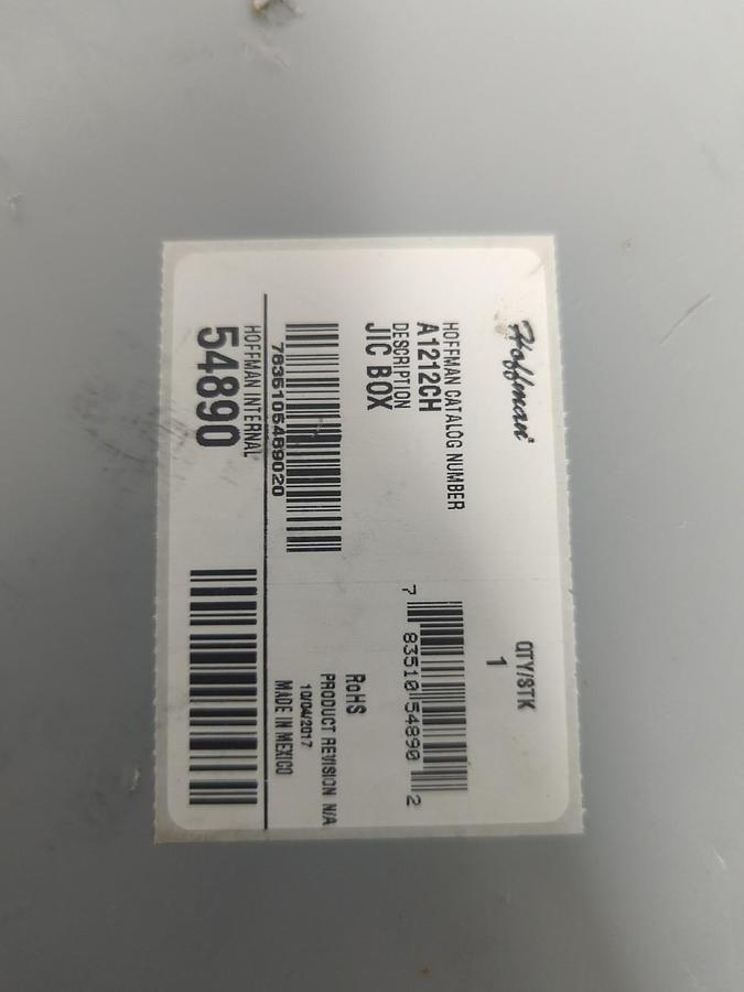 HOFFMAN,A1212CH,JUNCTION BOX  6 IN X 12 IN X 12 IN  54890 NOS