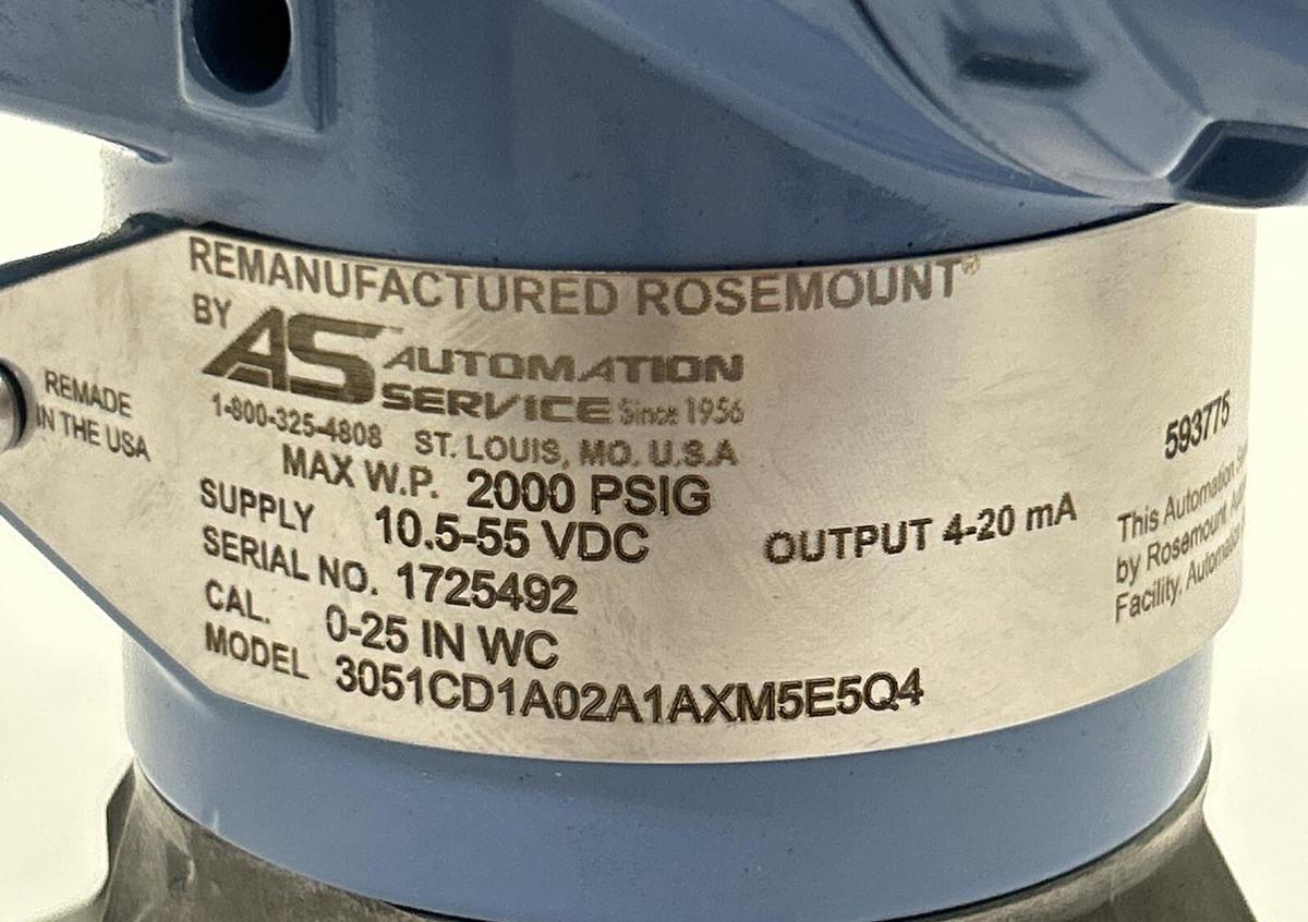 Used EMERSON ROSEMOUNT,3051CD1A02A1AXM5EQ4,PRESSURE TRANSMITTER