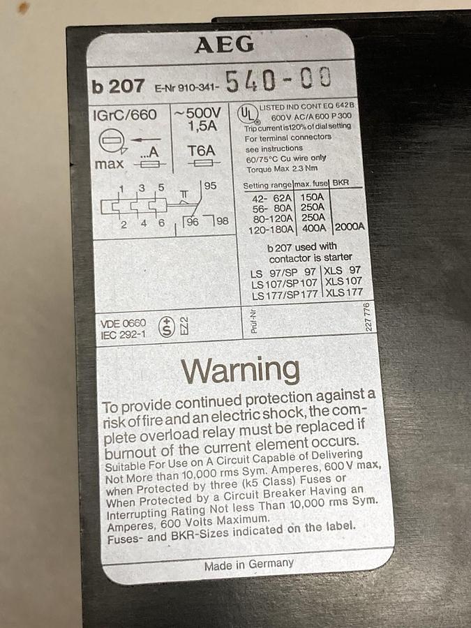 AEG,E-NR910-341-540-00,3-Pole Overload Relay