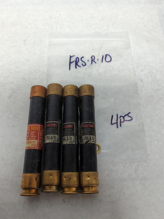 Used COOPER BUSSMANN,FRS-R-10,FUSETRON 10 AMP FUSE LOT OF 4 PRE-OWNED