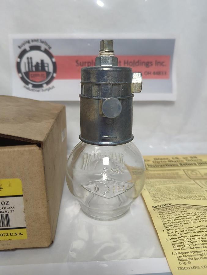 TRICO,30005,OPTOMATIC OILER GLASS 8 OZ 1/4 INCH OUTLETS NOS