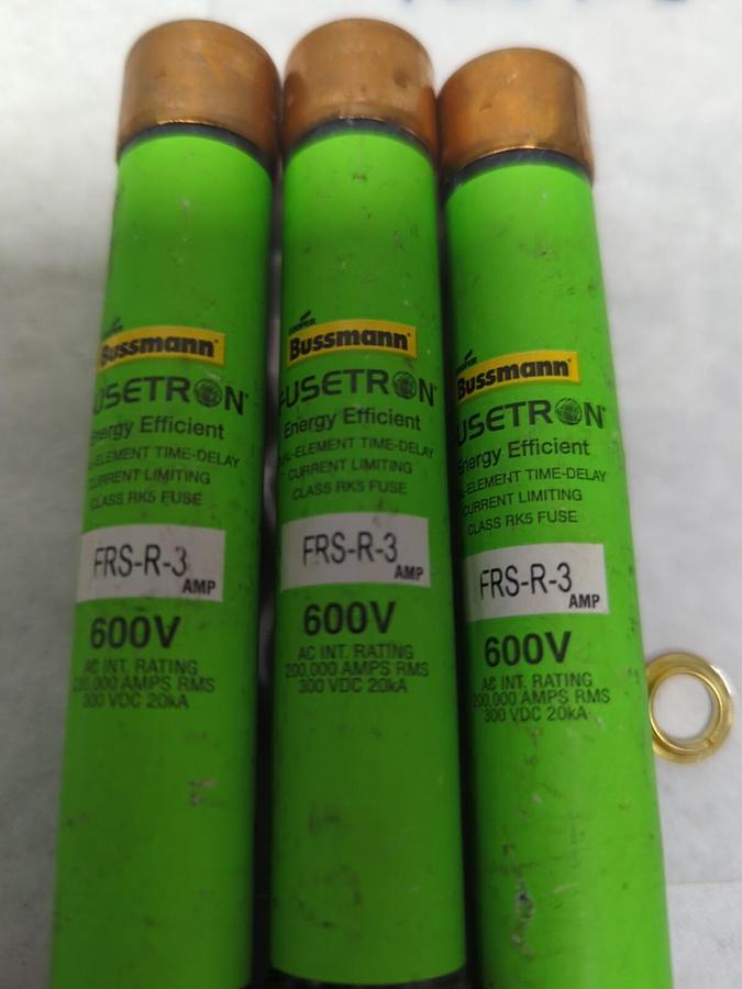 Used COOPER BUSSMANN,FRS-R-3,FUSETRON 3 AMP FUSE LOT OF 3 PRE-OWNED
