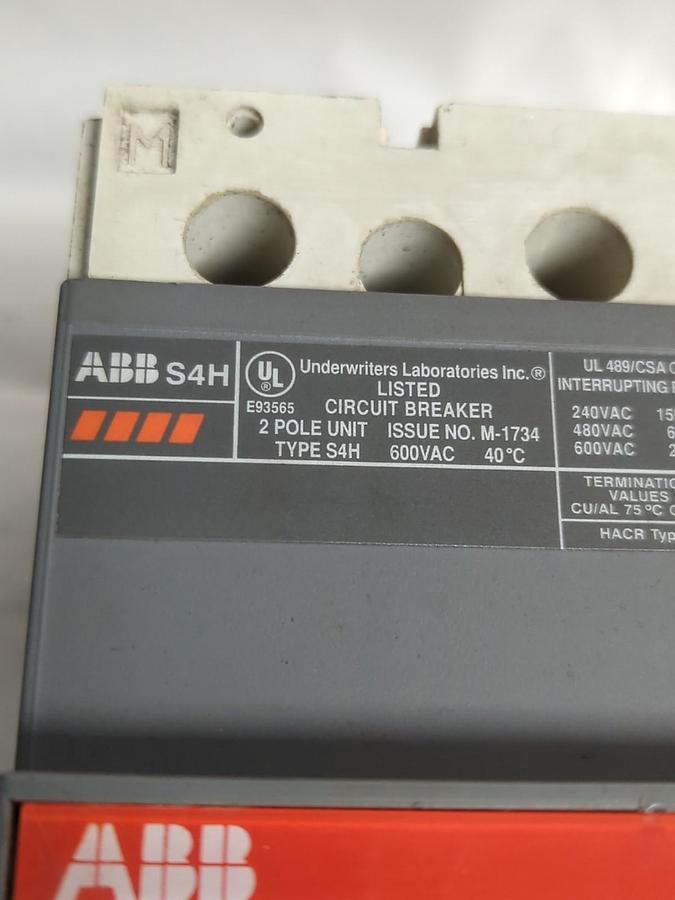 Used ABB,SACES4,CIRCUIT BREAKER 2-POLE 600VAC 250AMP PRE-OWNED