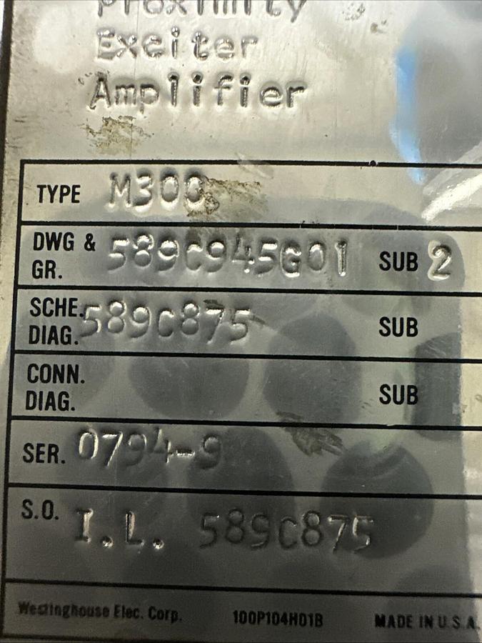 Westinghouse,M300,Proximity Exciter Amplifier 589C945G01