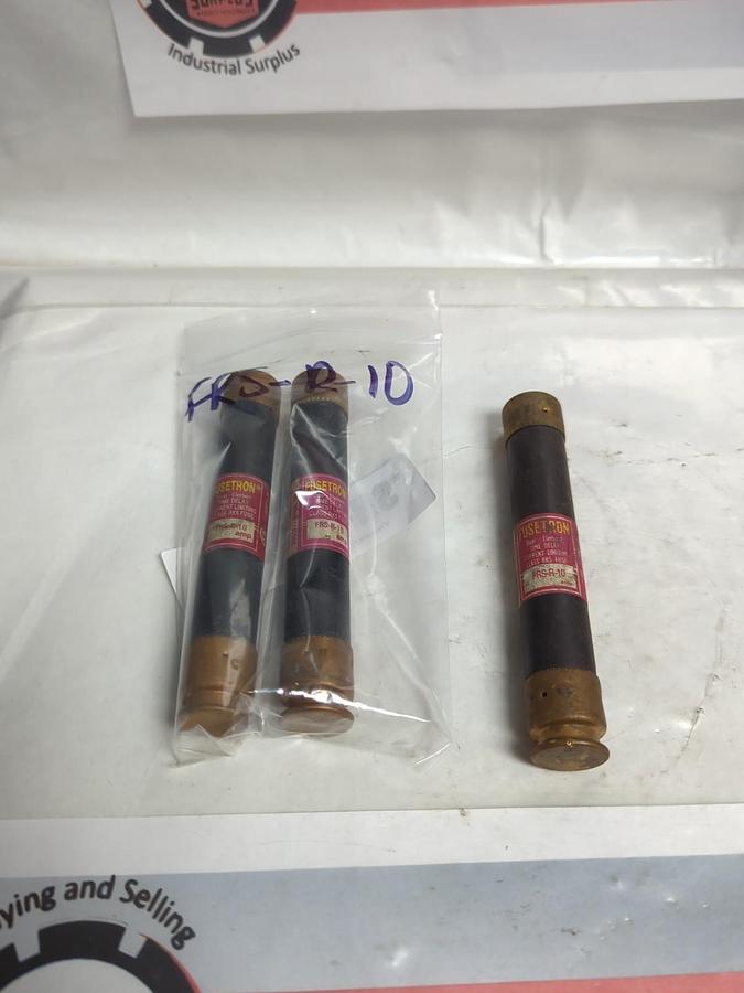 Used COOPER BUSSMANN,FRS-R-10,FUSETRON FUSE 10 AMP LOT OF 3 PRE-OWNED