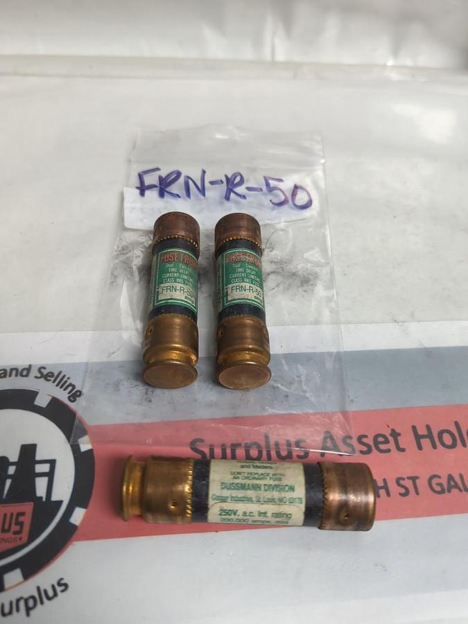 Used COOPER BUSSMANN,FRN-R-50,FUSETRON FUSE 50 AMP LOT OF 3 PRE-OWNED