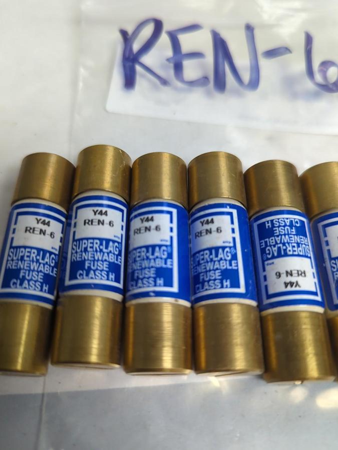 COOPER BUSSMANN,REN6,RENEWABLE 6 AMP FUSE LOT OF 6 PRE-OWNED