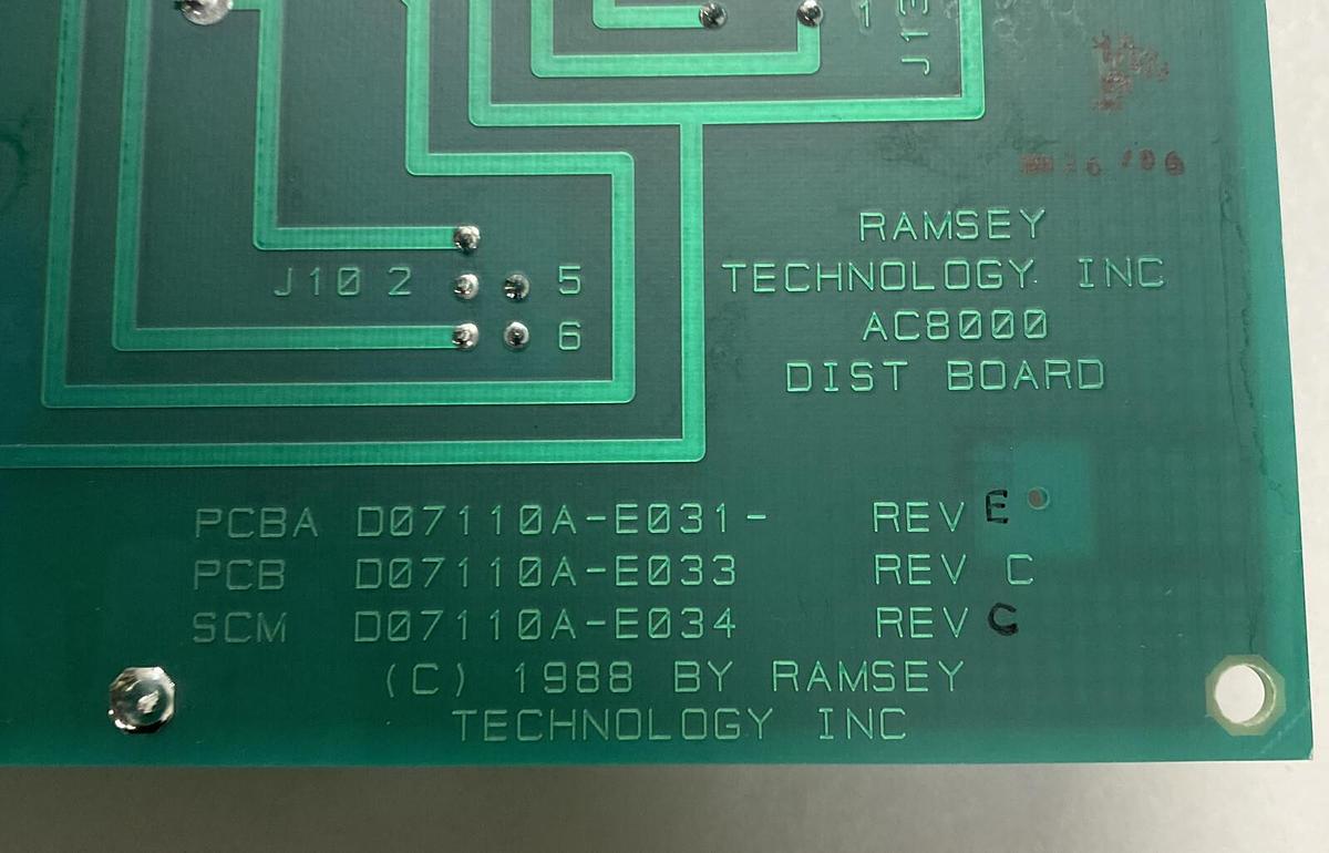 Used RAMSEY TECHNOLOGY,D07110A-E031 AC8000, DISTRIBUTION BOARD