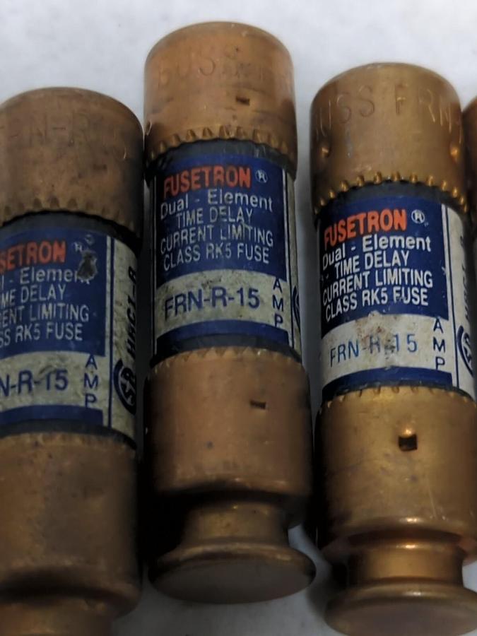 Used COOPER BUSSMANN,FRN-R-15,FUSETRON 15 AMP FUSE LOT OF 4 PRE-OWNED