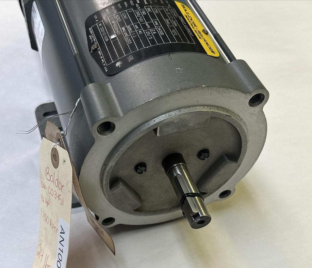 Used BALDOR,CD3451,DC INDUSTRIAL MOTOR 1/2HP 1750RPM 180VDC 56C FRAME
