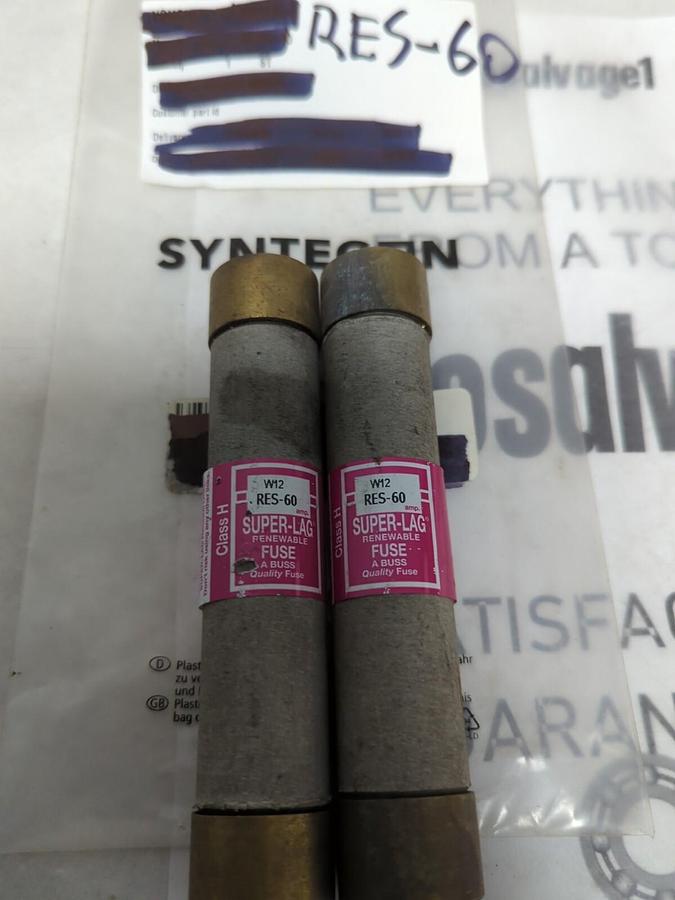 COOPER BUSSMANN,RES-60,RENEWABLE 60 AMP FUSE LOT OF 2 NOS