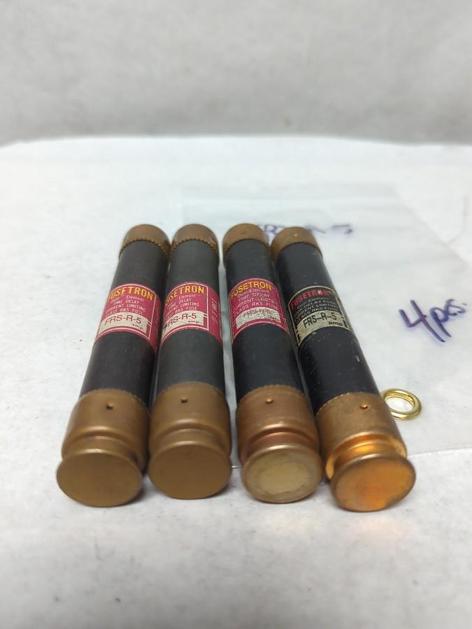 Used COOPER BUSSMANN,FRS-R-5,FUSETRON 5 AMP FUSE LOT OF 4 PRE-OWNED