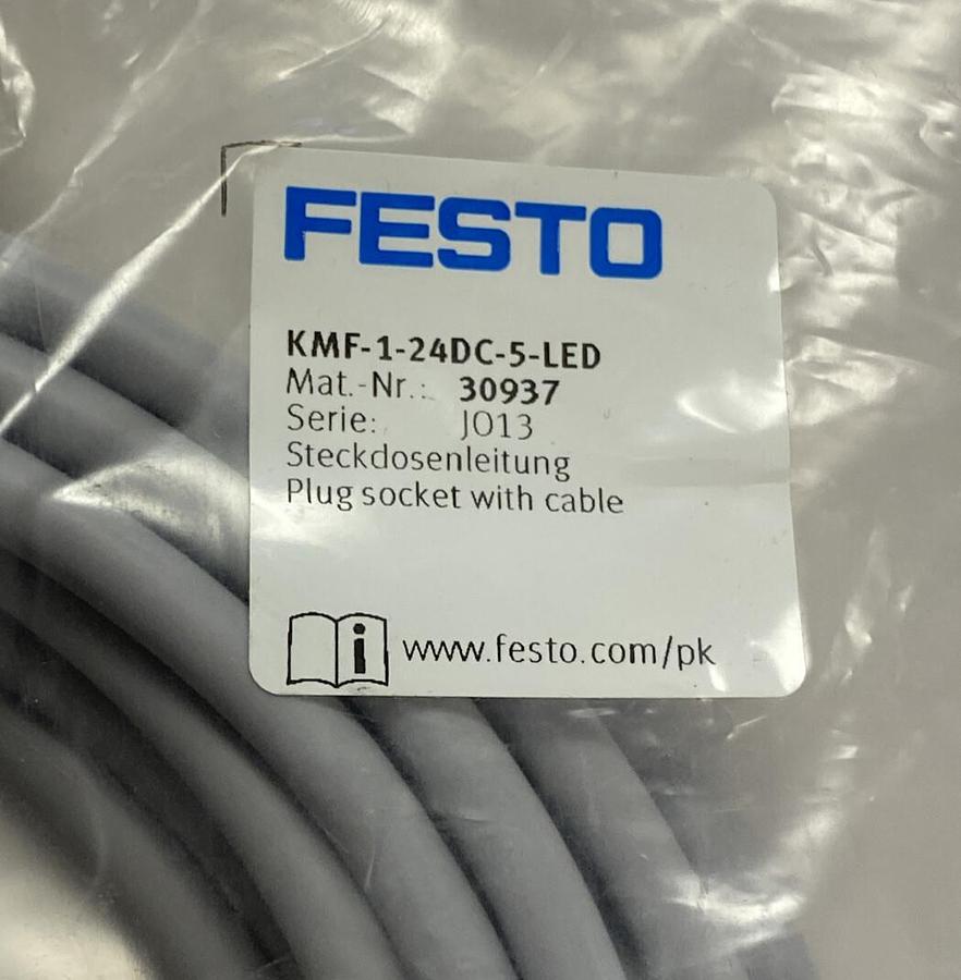 FESTO,KMF-1-24DC-5-LED,CABLE SOCKET CONNECTOR LOT OF TWO NEW