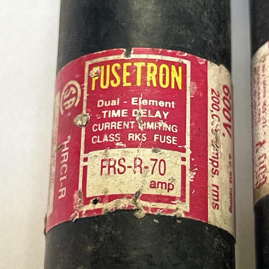 Used BUSSMANN,FRS-R-70,FUSETRON FUSE 70A 600V LOT OF 2