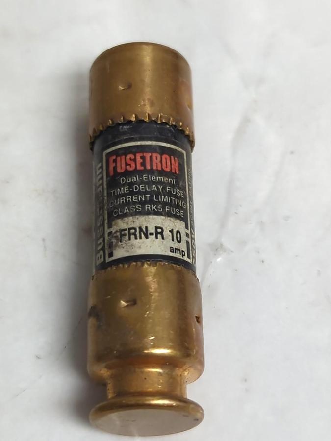 Used COOPER BUSSMANN,FRN-R-10,FUSETRON 10 AMP FUSE LOT OF 5 PRE-OWNED