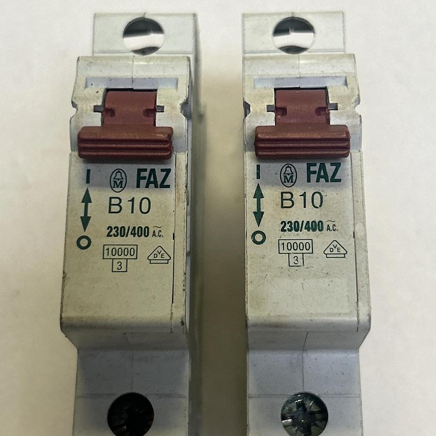 Used KLOCKNER MOELLER,FAZB10,CIRCUIT BREAKER 10A 230/400V 1P LOT OF 2