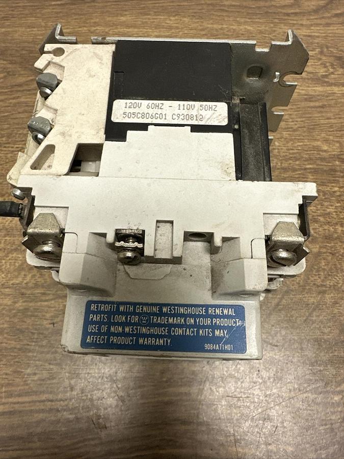 Used Westinghouse,001, AC Contactor Size 1 27a 120v-ac 3hp with J11 Auxilliary Contac