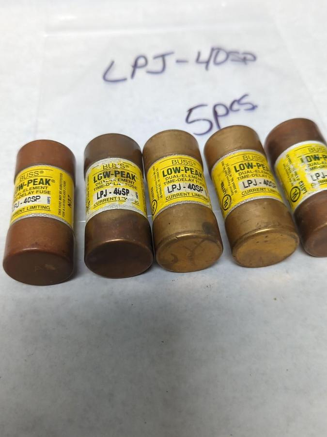 Used COOPER BUSSMANN,LPJ-40SP,LOW-PEAK 40 AMP FUSE LOT OF 5 PRE-OWNED