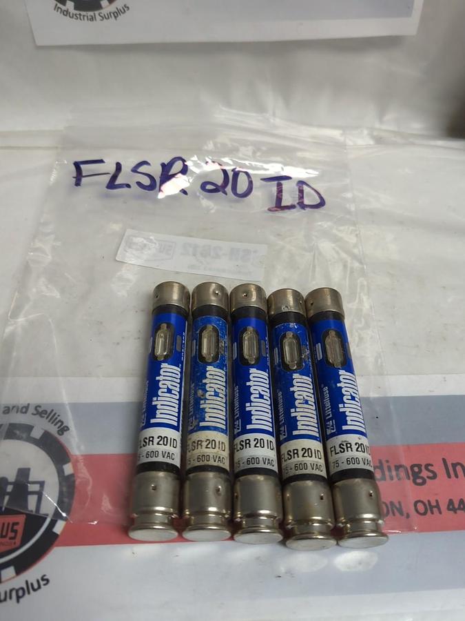 Used LITTELFUSE,FLSR20ID,INDICATOR 20 AMP FUSE LOT OF 5 PRE-OWNED