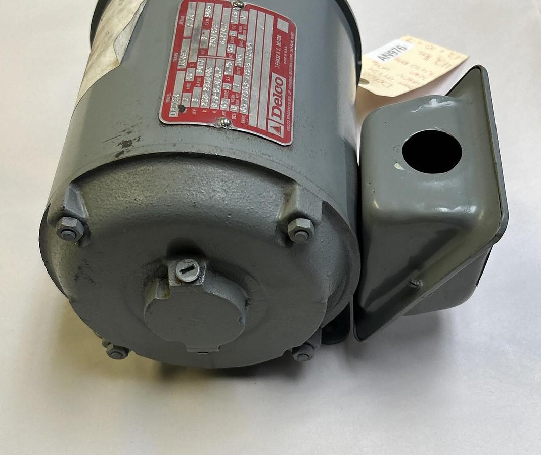 Used DELCO,1F1724,AC MOTOR 3HP 3470RPM 208-220/440V 3PH RY45T FRAME
