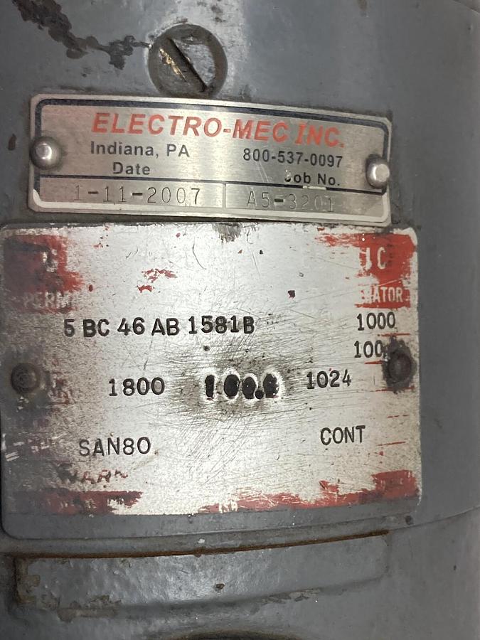 Used General Electric,5BC46AB1581B,Double Shaft Tacometer Generator 100VDC 1000RPM