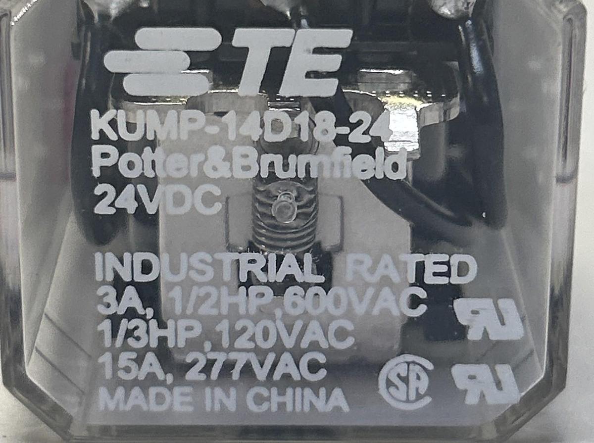 Used TE CONNECTIVITY,KUMP-14D18-24,RELAY 24VDC LOT OF 5