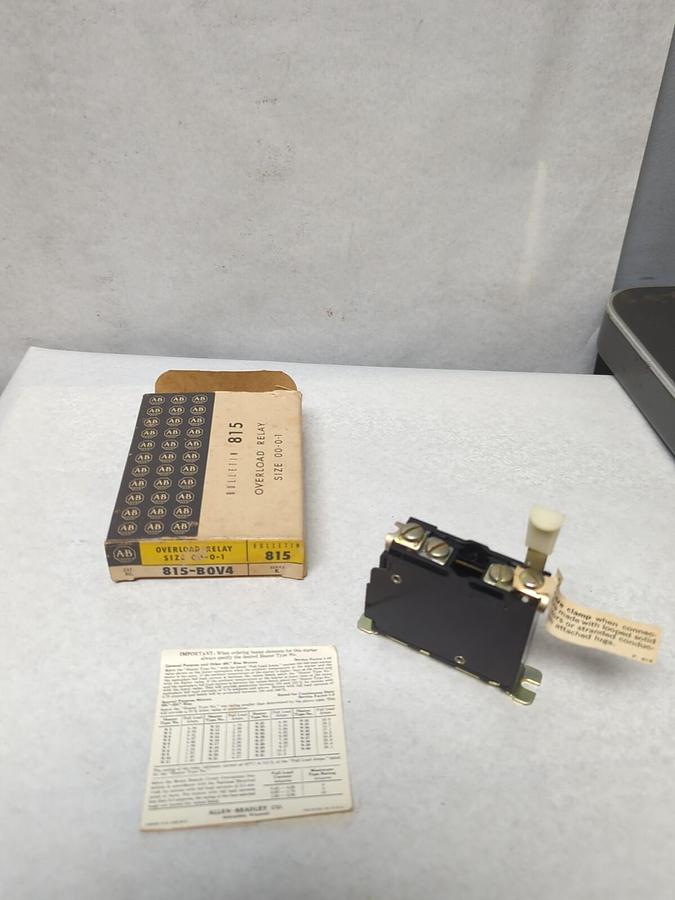 ALLEN-BRADLEY,815-BOV4,OVERLOAD RELAY SIZE 00-01 NOS
