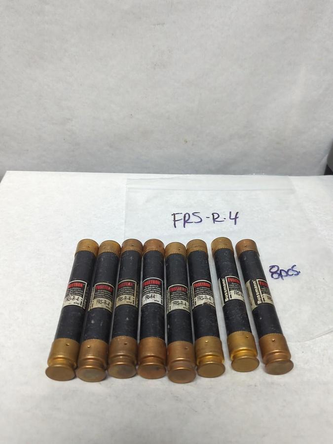 Used COOPER BUSSMANN,FRS-R-4,FUSETRON 4 AMP FUSE LOT OF 8 PRE-OWNED
