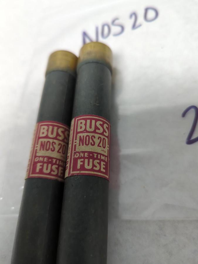 Used COOPER BUSSMANN,NOS-20,ONE-TIME 20 AMP FUSE LOT OF 2 PRE-OWNED