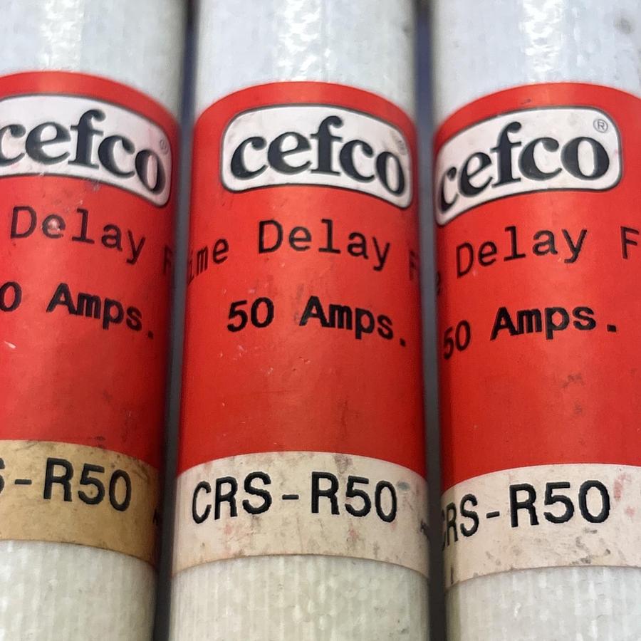Used CEFCO,CRS-R50,TIME DELAY FUSE 50A 600V LOT OF 6