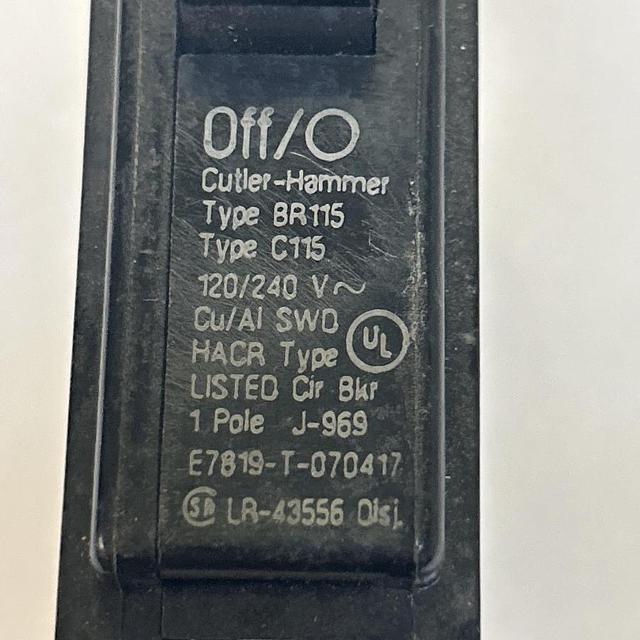 Used CUTLER-HAMMER,BR115,CIRCUIT BREAKER 15A 120/240V 1P