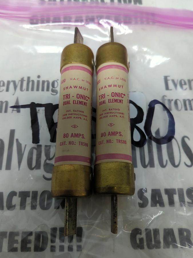 SHAWMUT,TRS-80,TRI-ONIC CLASS K-5 FUSE 80 AMP LOT OF 2 NOS