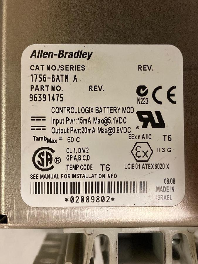 Used Allen Bradley,1756-BATM, Ser A Battery Module