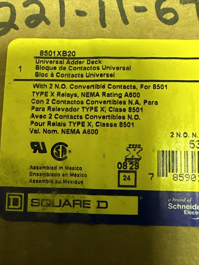 Used Square D,8501XB20,Universal Adder Deck