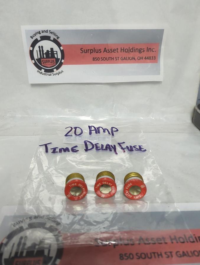 Used UNBRANDED,20 AMP,SCREW IN FUSE 20 AMP TIME DELAY LOT OF 3 PRE-OWNED