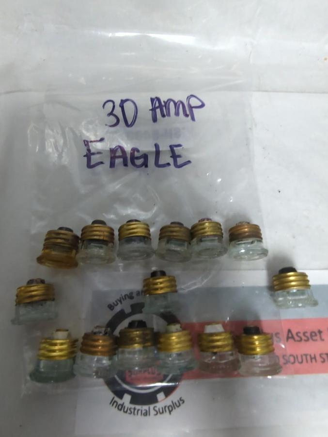 Used EAGLE,30 AMP,SCREW IN FUSE 30 AMP LOT OF 15 PRE-OWNED