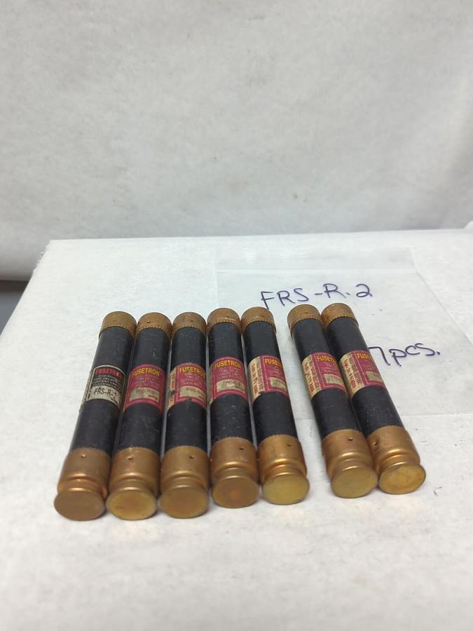 Used COOPER BUSSMANN,FRS-R-2,FUSETRON 2 AMP FUSE LOT OF 7 PRE-OWNED