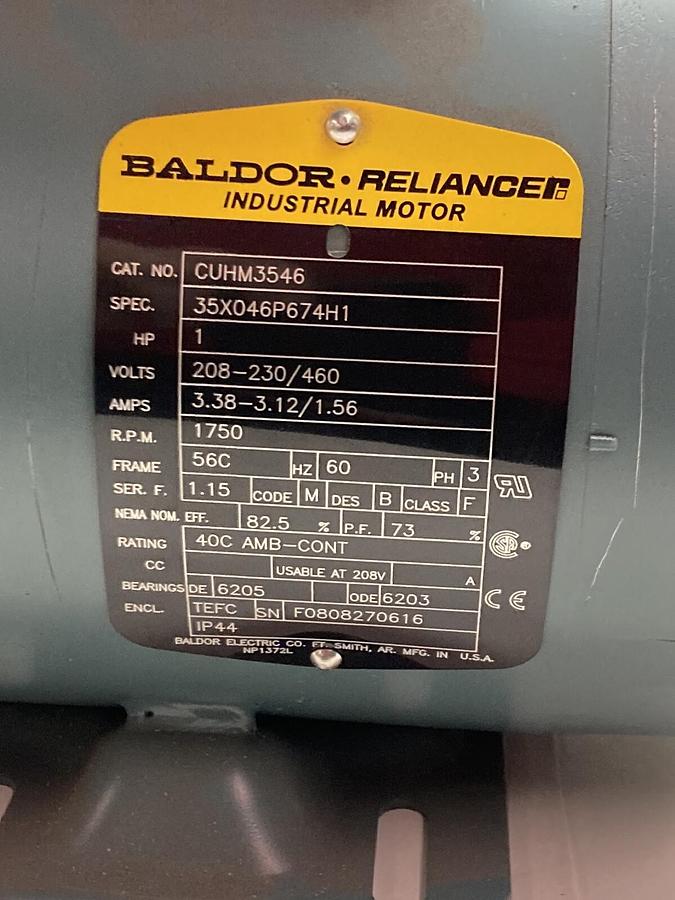 Baldor,CUHM3546,Inverter Motor 1HP 1750 RPM 208-230/460V 56C Frame