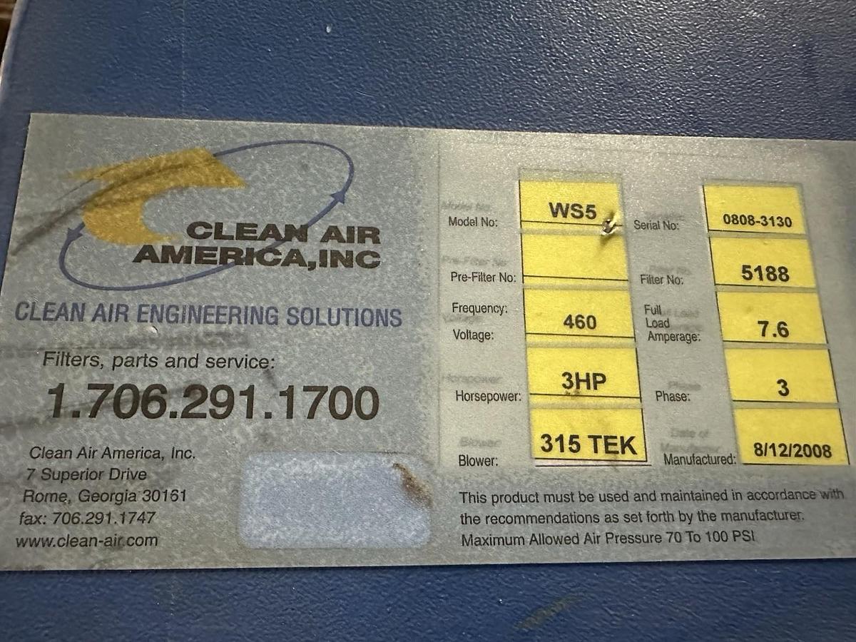 Used Clean Air America,WS5,Weldstation Fume Extractor